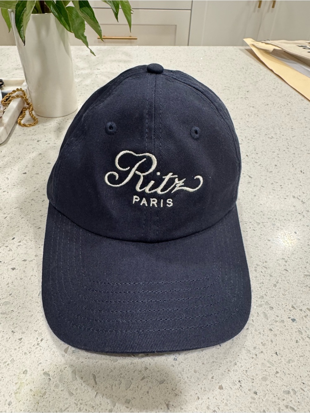 Frame Denim Navy Ritz Paris Embroidered Cap - Picture 2 of 4